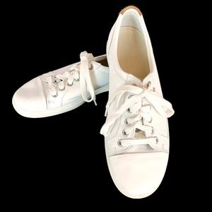 Ecco Soft 7 White Leather Lace Up Sneakers